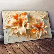 1 buc. Decor de perete modern, abstract, floral, neînrămat, cu imprimeu floral alb decorativ, potrivit pentru sufragerie și dormitor, nu necesită alimentare - floare - Vizualizare 1