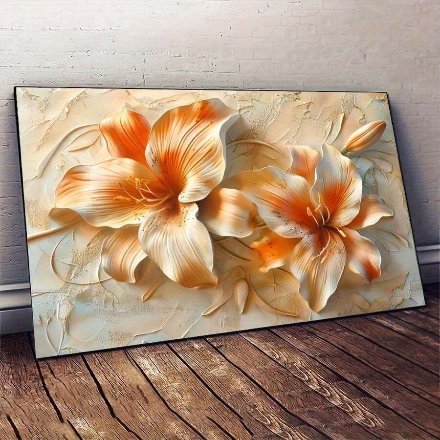 1 buc. Decor de perete modern, abstract, floral, neînrămat, cu imprimeu floral alb decorativ, potrivit pentru sufragerie și dormitor, nu necesită alimentare - floare - Vizualizare 1
