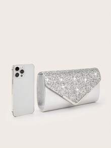 REMANLAND 女士轻便静音奢华水钻水桶包 - 迷你抽绳透明包，饰以仿珍珠，优雅精致的水钻晚宴包，适合派对、新娘送礼会、圣诞节等场合。 - 銀色 - 查看 8