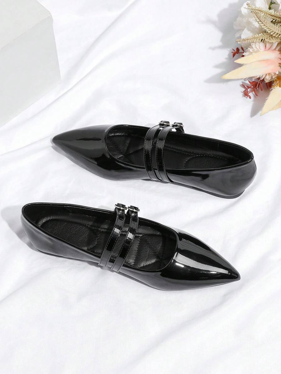 Giày bệt mũi nhọn kiểu Mary Jane tối giản dành cho nữ - màu đen - Xem 1