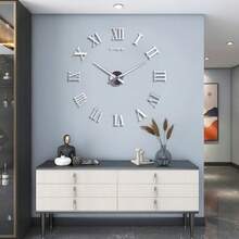 Acrylic Wall Clock, Vintage Roman Numeral & Pointer Design, Asymmetrical Shaped Panel, DIY Decor Easy Installation (No Tools Required), Suitable For Office And Other Spaces - 1PC - View 4