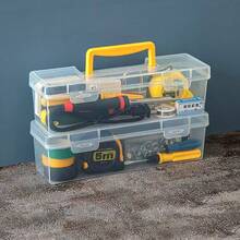 1 pieza Caja de herramientas multiusos, caja de almacenamiento de herramientas de mano transparente con llaves, tornillos y organizador de piezas - A - Ver 3