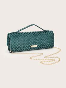 REMANLAND 优雅的蓝绿色灯芯绒手提包，奢华新款绒面派对手拿包，闪亮方形包身配金属锁扣，适合搭配华丽的派对礼服、缎面晚礼服、冬季正式服装，适用于派对、聚会、盛会、婚礼等场合。 - 青碧色 - 查看 8