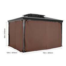Gazebo Curtains Outdoor, 12' X 10' X 7' Gazebos, 4-Panel Sidewall Gazebo Privacy Curtains With Zippers, Outdoor Curtain Replacement For Patio Canopy, Only Curtain, Coffee - 12ft X 10ft X 7ft Coffee Brown - View 10