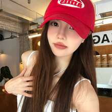 1pc New Korean Ins Red Baseball Cap, Versatile Large Head Circumference Small Face Design, Soft Top, Fashionable Sun Visor Hat For Summer - Multicolor - View 4