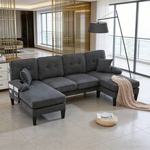 Dark Gray + Linen + 4 Seat + Foam