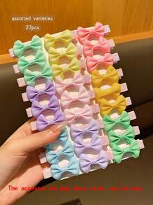 27pcs Random Color Fabric Bowknot Hair Clips, Cute Sweet Hair Accessories Suitable For Daily Use - Multicolor - View 2