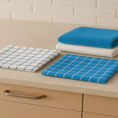 Premium 4-Piece Turkish Cotton Kitchen Linen Set – Ultra Absorbent Dish Towels & Tea Towels – Modern Red & White Checkered Design