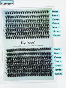 30p+60p 假睫毛套装 DIY 睫毛簇 单根嫁接睫毛，含睫毛粘合剂和密封剂、卸除剂、镊子，适用于假睫毛，浓密型睫毛簇，柔软睫毛带，纤细自然，大托盘装（30p+60p-0.07-D，8-16mm） - 黑色 - 查看 6