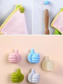 5pcs/10pcs/20pcs Multi-Color Thumb-Shaped Cable Clips, Cute Adhesive Hooks For Car Keys, Household Wire & Cable Management Hooks, No Drilling Required - A - View 7