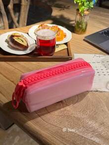 3 Colors Available, Jelly-Like Stationery Organizer! Dopamine Pen Pouch, Minimalist Solid Color Durable Storage Bag, Back-To-School Season Gift - Multicolor - View 13