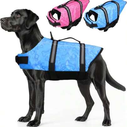 Reflective Adjustable Summer Large Dog Swimsuit Vest, Surfing Sailing Buoyancy Enhancement Pet Life Jacket, Reflective Dog Life Jacket, Ensures Safety For Water And Ocean Play