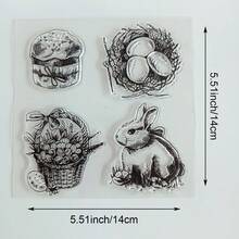 Easter Bunny, Eggs, Bird Nest Transparent Stamps, Scrapbooking & Card Making DIY Decorative Materials, Basket, Tulips, Handmade Card Decorations - Easter - View 17