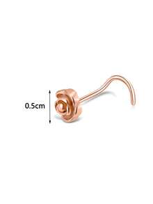 1Pc Delicate Rose Gold Plated Stainless Steel Rose Flower Nose Screw For Women Daily Wear - Rose Gold - View 3