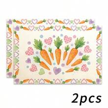 4pcs Easter Theme Placemats, Cute Rabbit Pattern With Diamond Elements And Floral Design, Suitable For Party Dining And Easter Decoration. Size: 30x45cm, Applicable For Seasonal Home Decor, Holiday Table Decor, Farmhouse Style, Washable And Durable. An Ideal Gift Choice. - Multicolor - View 15
