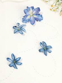 1pc 3D Flower Hair Clip, Pearl Chain Tassel, Fresh Floral Style, Suitable For Beach Vacation And Daily Wear - Multicolor - View 5