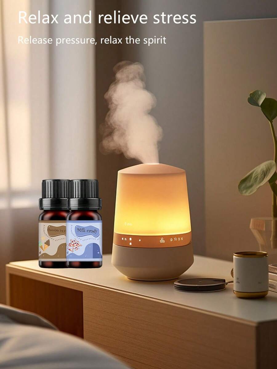 一套包含6种不同香味的精油，每种10毫升。适用于瑜伽、香薰机和车载香薰机。香味包括：圣诞饼干、南瓜派、咖啡蛋糕、巧克力冰淇淋、香草蛋糕和棉花糖。