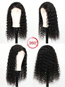 Tóc giả ren phía trước xoăn sâu 4"x4", tóc giả ren phía trước gợn sóng sâu, tóc giả bằng tóc người thật màu đen tự nhiên, mật độ cao, kiểu dáng tự nhiên dành cho nữ, độ dày 180%. - Natural Black - Xem 2
