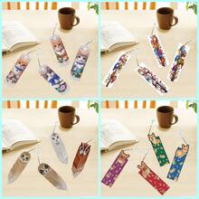 4件套钻石画书签 - 猫咪、猫头鹰、小狗图案，亚克力材质，镶嵌圆形水晶钻，适合初学者，可作礼物或阅读进度标记 - 查看 13