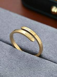 1 pieza Anillo de acero inoxidable ajustable de doble capa con el texto "Confía en Dios", adecuado para hombres y mujeres, talla única - CONFÍA EN DIOS - Ver 8