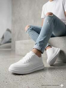 Boys' Casual Sneakers, Comfortable, Basic For Everyday Wear. - White - View 4