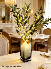 1pc LED Simulated Olive Branch Copper Wire Tree Light, Creative Home Decor To Create Holiday Atmosphere, Olive Branch LED Light With Small Fairy Lights, Artificial Green Tree Suitable For Modern Holiday Home Decor - Perfect For Wedding, Birthday Party, Cafe, Tabletop (Battery Operated) - Warm white light - View 2