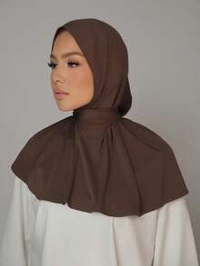 1件装女士中东阿拉伯迪拜土耳其穆斯林纯色经典简约休闲优雅低调莫代尔丝绸柔软透气舒适长帽檐二合一围巾头巾针织头巾，适合日常生活、节日、聚会、礼拜等场合。 - Botton Instant Hijab - 查看 20