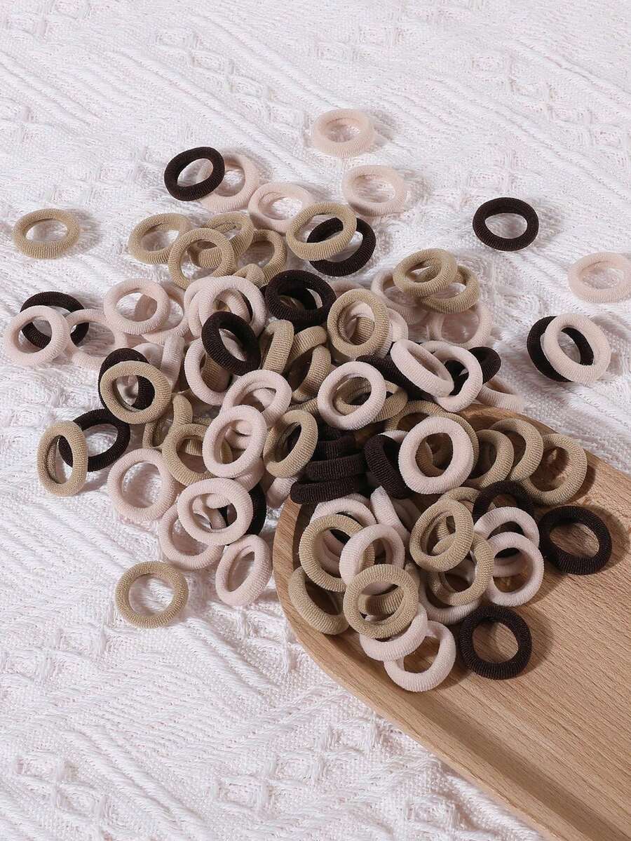 100个装女士小号发圈，专为细软发质设计，无缝弹力马尾辫发圈，迷你尼龙橡皮筋，不伤发，迷你发圈，适合编发和细软发质，附赠便携收纳袋，中性棕色、咖啡色、米色，适合日常工作、健身、瑜伽、旅行，也是送给她的精美生日礼物、情人节礼物、母亲节礼物、复活节礼物，家居卧室装饰发圈，弹性发绳 - 彩色 - 查看 1