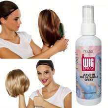 Wig Spray & Leave-In Detangler, MELAO Wig Leave-In Detangle Spray For Synthetic & Human Hair Wigs, Anti Frizz, Tames Knots & Adds Shine, For Effortless Wig Styling & Care, Salon Quality Formula, 100ml/3.38fl.Oz - 100ML - 查看 1