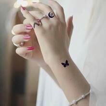 AMIFANS Dark Demon Girl Temporary Tattoo, Semi-Permanent Tattoo, Lasts 1-2 Weeks, Durable Tattoo, Fruit Juice Tattoo, Realistic Tattoo, Romantic Tattoo, Fake Tattoo, Waterproof, Real Tattoo Appearance, Niche Design Tattoo, Fruit Tattoo, Plant Tattoo - Black - View 4