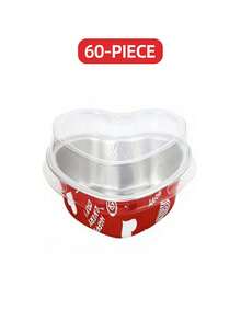 10pcs/25pcs/60pcs Heart Shaped Aluminum Foil Mini Cake Pans - 3.4oz/100ml High Temperature Resistant Baking Molds With Lids - For Wedding, Valentine's Day, Music Festival/Wedding Season,Birthday Party Theme Supplies - View 18