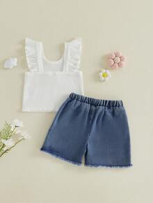 Young Girls Tank Top Co-Ords - 白色 - 查看 7
