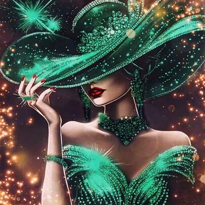 Bộ tranh đính đá 5D tự làm hình quý cô thanh lịch, 1 bộ, [30*30cm/11.8*11.8in] [40*40cm/15.7*15.7in], Thích hợp cho người lớn mới bắt đầu tự làm tranh khảm đá, tranh đính đá toàn bộ, trang trí tường cho phòng khách, phòng ngủ, văn phòng, quà tặng bất ngờ cho gia đình và bạn bè, không khung.