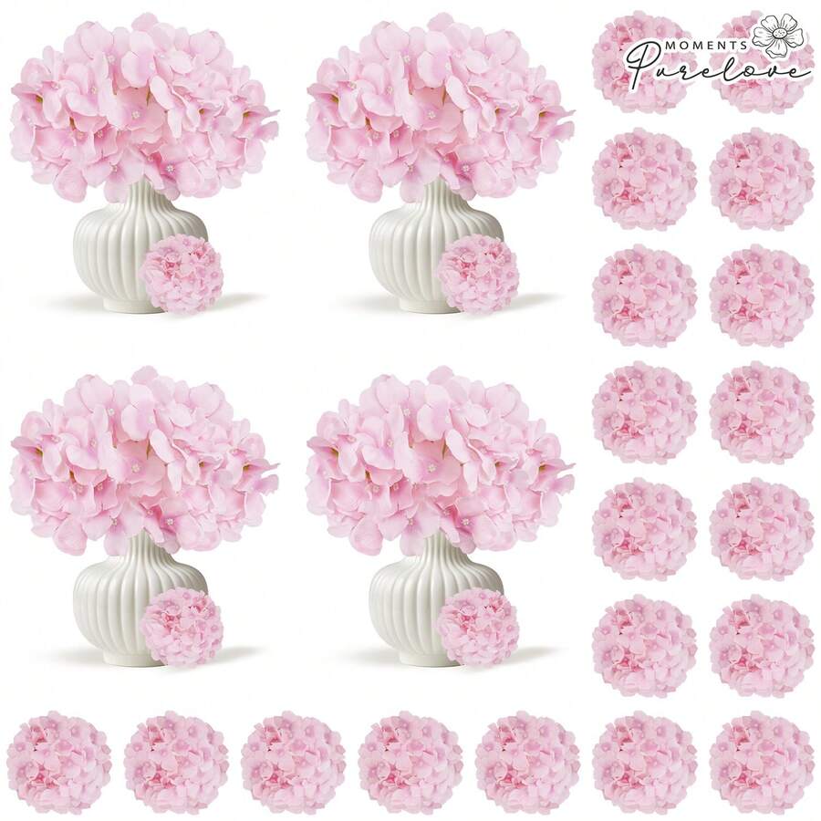 48/60pcs Light Purple Artificial Hydrangea Flowers Bulk With Stems, Silk Faux Hydrangea Heads For Easter Decor - 淺紫色 - 查看 1