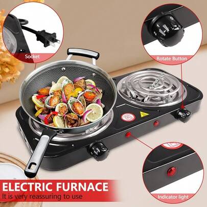 Portable Electric Hot Plate, 1500W Countertop Burner, Fast Heating Stove For Home Dorm Office Cooking,Compact Electric Single Burner, Portable Heating Stove, Easy Clean Non-Stick Cooktop For RV & Small Spaces