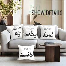 4pcs Inspirational Quote Pattern Pillow Cover, Single-Sided Printed Cushion Cover, Suitable For Living Room, Bedroom, Home Decor, All Season - Multicolor - View 10