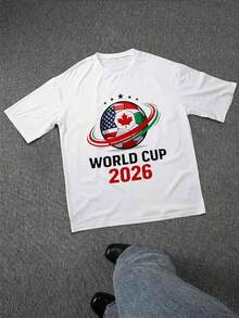 United World Cup Football T-Shirt White World Cup Trophy And Stars Graphic Print For Sports Fans And Events - 白色4 - 查看 2