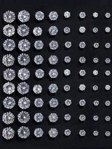 72/48/24pcs Set Stylish Minimalist Sparkling Rhinestone Stud Earrings, Unisex Couples Earring Jewelry Set, Party/Date/Gift, Suitable For All Year Round - Nhiều màu - Xem 1