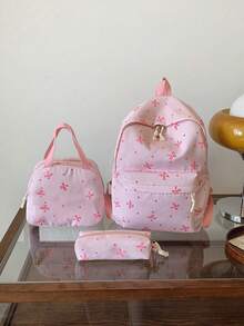 New Butterfly Print Laptop Backpack, Suitable For Elementary, Middle And High School Students - Pink - View 8