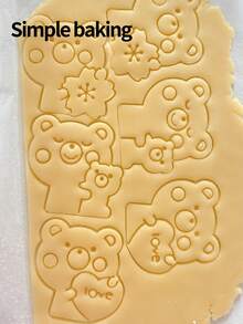 A Cartoon Teddy Bear Patterned Cookie Cutter, A Cute Teddy Bear Holding (With Hearts, Flowers, Or Baby Bear) Cookie Stamp, A Kitchen Family-Friendly Cookie Mold, A Gift For Children, A Pastry-Making Tool - View 9