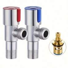 1个通用不锈钢角阀，G1/2螺纹，可调节水流，冷热水控制，适用于马桶、水龙头、热水器 - 水閥 - 查看 11