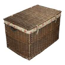 Red Hamper Large Antique Wash Wicker Storage Basket With Cotton Lining - Multicolor - View 3