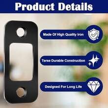 2 Pack Deadbolt Strike Plate Door Backplate 1" X 2-1/4" Round Corner Black Stainless Steel Doors Reinforcement Plate With Screws Deadbolt Strike Plates Door Backplate Matte - As Pic - View 3