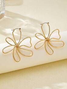 2pcs/Set Handmade Floral Woven Earrings, Suitable For Women's Vacation And Daily Wear - Yellow Gold - View 2