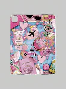 Cute Pink Travel Elements Shockproof Basic Pad Case 1pc Pink Travel Collage City Landmark Passport & Airplane Print Transparent Protective Case Integrating Passport & Globe City Landmark Travel Aesthetic Design Suitable For 10th Gen Suitable For Travelers Cute Style Lovers Birthday Anniversary Spring Gift - Clear - View 38