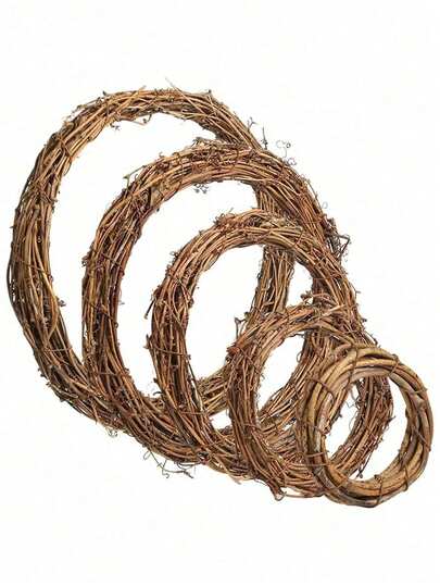 1个天然藤条DIY花环，适用于DIY情人节、复活节、万圣节、婚礼装饰、节日派对装饰、春季花环、圣诞花环装饰、家居装饰、墙面装饰、花园装饰、户外装饰、婚礼装饰