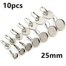10pcs 6-25mm Inner Size Stainless Steel French Lever Earring Cabochon Blank Base Setting Tray DIY Ear Jewelry Making Bezel Accessories Findings - French Earrings - View 15