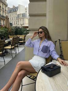 Sookaug Blue And White Striped Women's Spring Minimalist Versatile Casual Loose Shirt - Multicolor - View 6