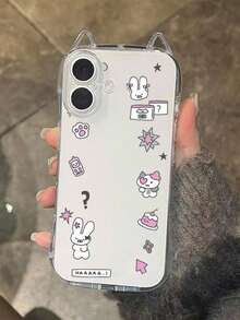 1pc Cute Graffiti Cat, Rabbit, Cake, Star Cat Ear Phone Case, Transparent Shell, Unique Cat Ear Design, Air Cushion Anti-Fall, 1.5mm Soft TPU Shell, Cat Ear Hanging Rope Suitable For IPhone17/17Pro/IPhoneAir/17PROMAX/16/16Pro/16PLUS/16Promax/15Promax/11/12/13/14/15Plus/15Pro/14Pro/13Pro - Multicolor - View 5