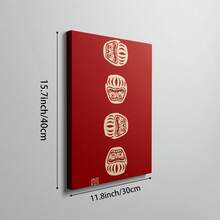 1幅日式达摩壁画，传统日式幸运符帆布印刷画|简约亚洲民间艺术装饰画，适用于卧室、客厅或办公室家居装饰，禅意达摩海报，简约亚洲民间艺术，象征成功与毅力的礼物，送给她的礼物，可选择无框或有框 - 圖案 - 查看 12